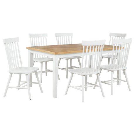 Andrews White/Light Ash 7-piece Rectangular Dining Set - Ornate Home