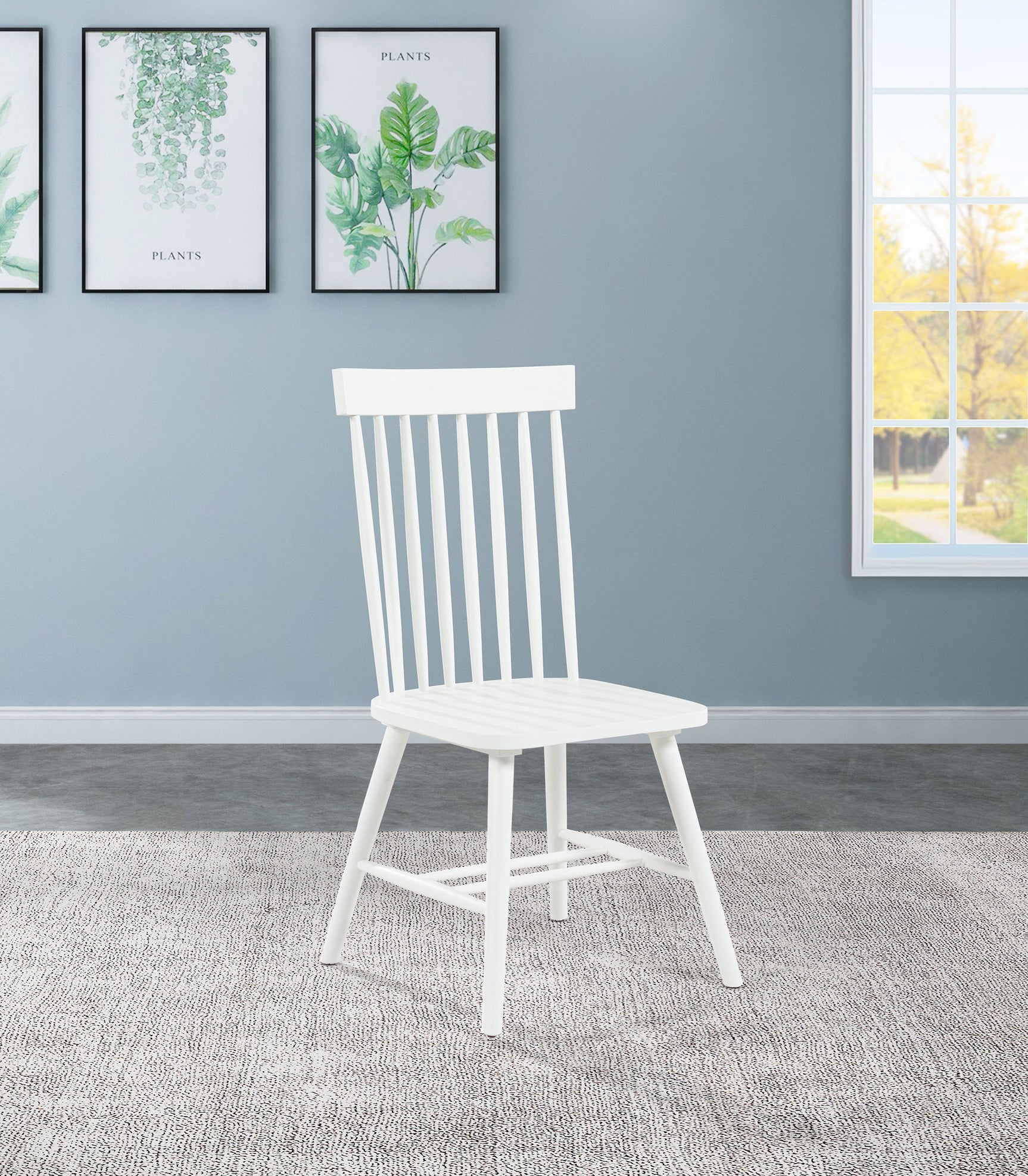 Andrews White Windsor Spindle Back Dining Side Chair (Set of 2) - Ornate Home