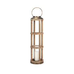 Andy Natural Large Wood Cylindrical Lantern - Ornate Home