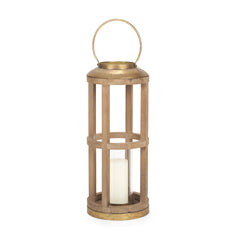 Andy Natural Small Wood Cylindrical Lantern - Ornate Home