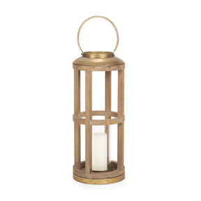 Andy Natural Small Wood Cylindrical Lantern - Ornate Home