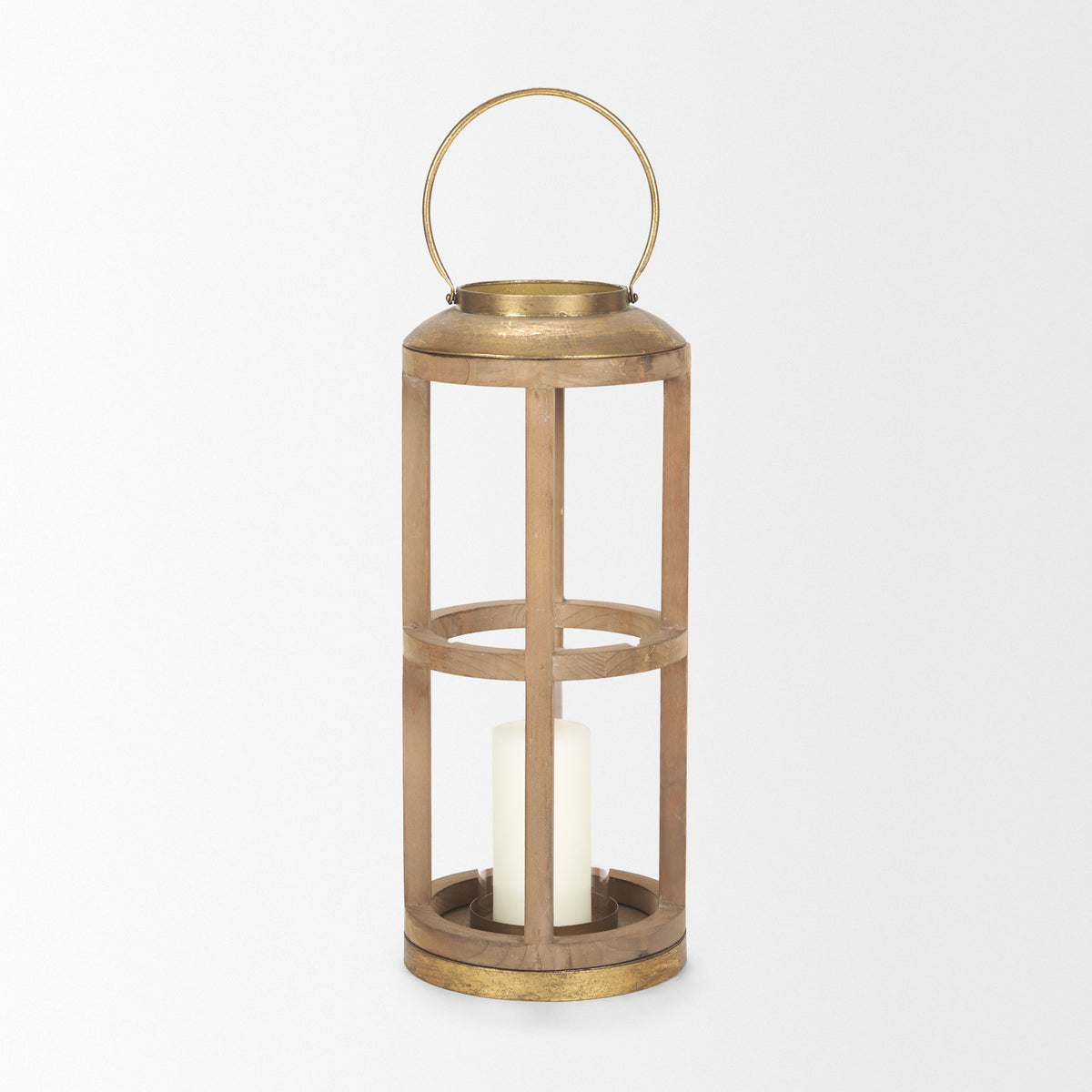 Andy Natural Small Wood Cylindrical Lantern - Ornate Home