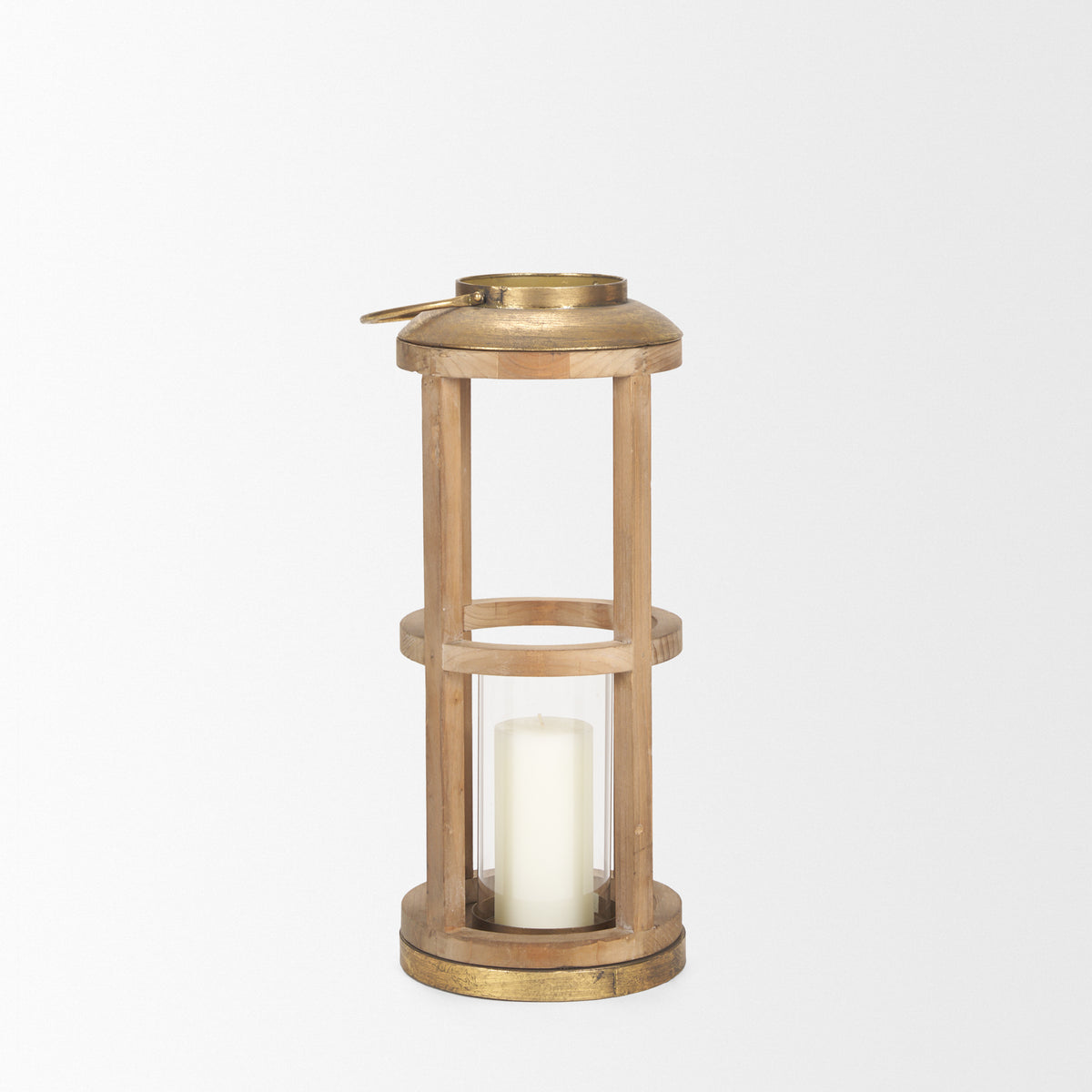 Andy Natural Small Wood Cylindrical Lantern - Ornate Home