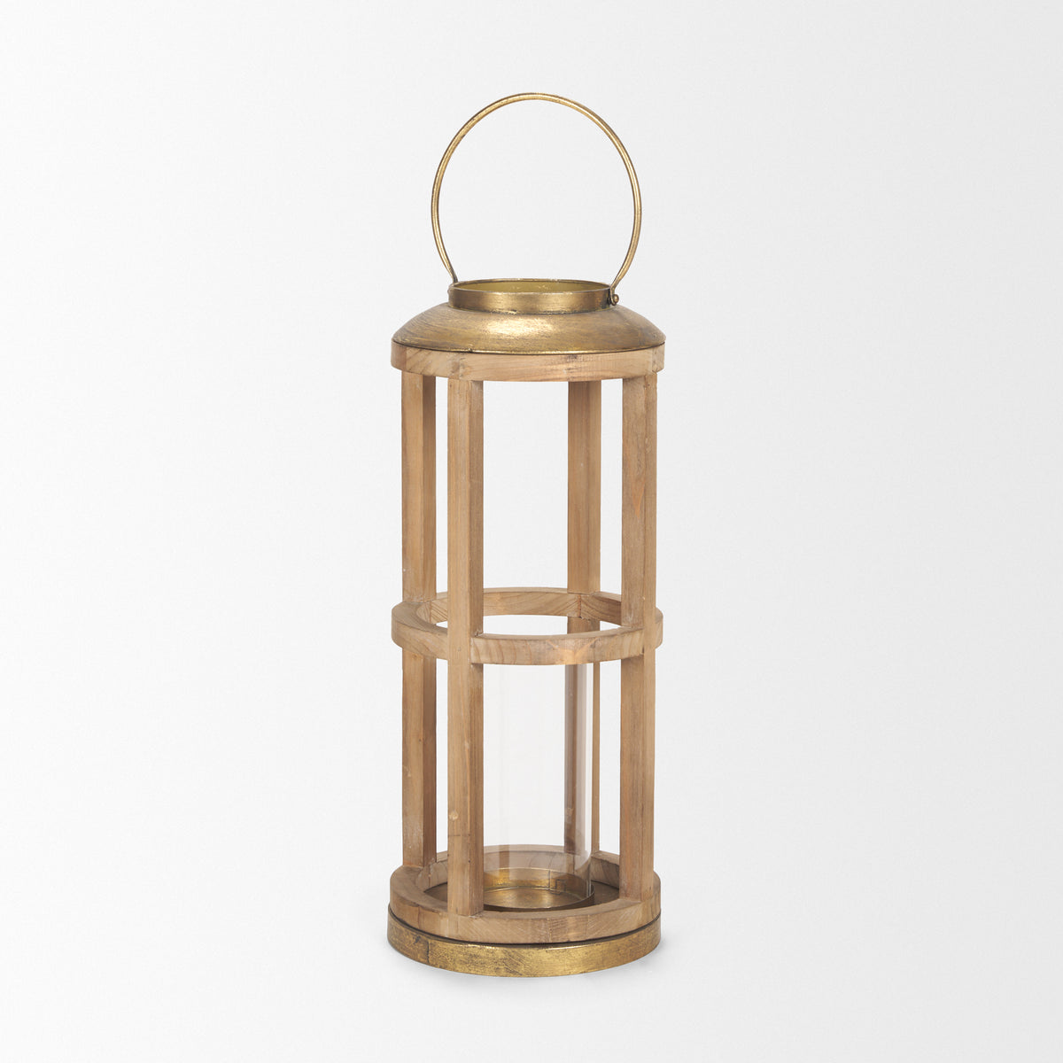 Andy Natural Small Wood Cylindrical Lantern - Ornate Home