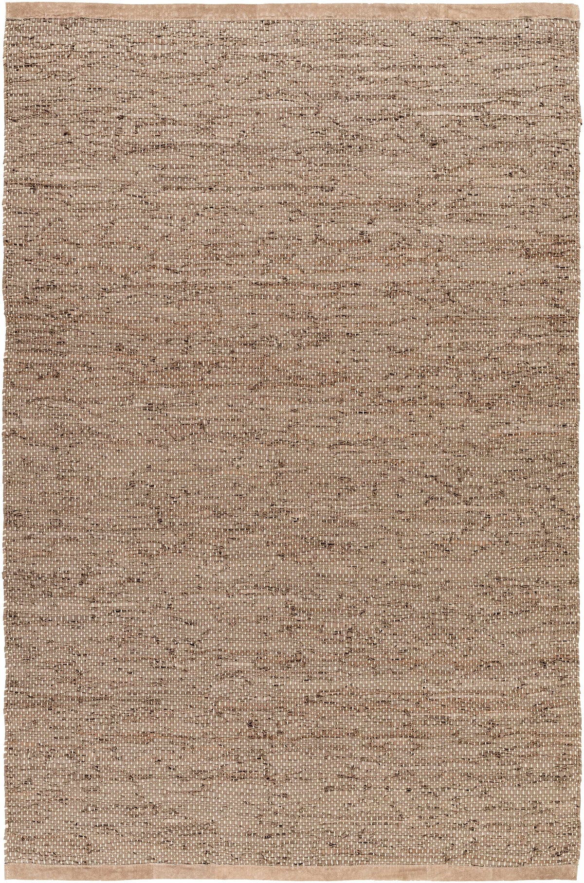 Aneko Khaki Handwoven Leather Rag Carpet - Clearance - Ornate Home