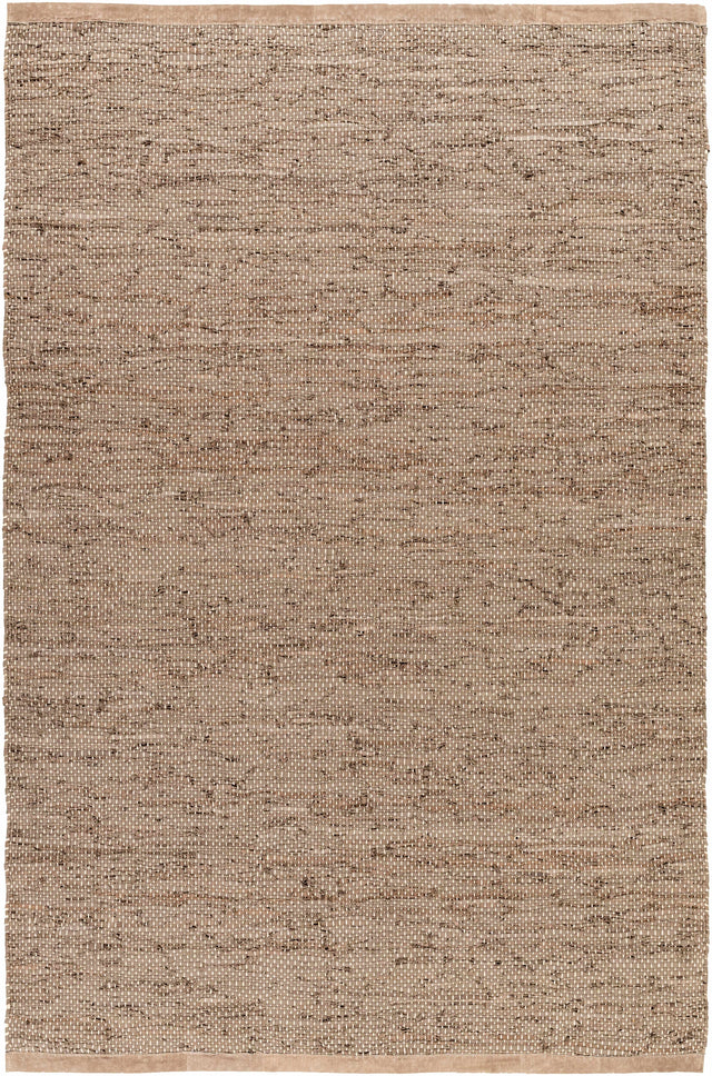 Aneko Khaki Handwoven Leather Rag Carpet - Clearance - Ornate Home