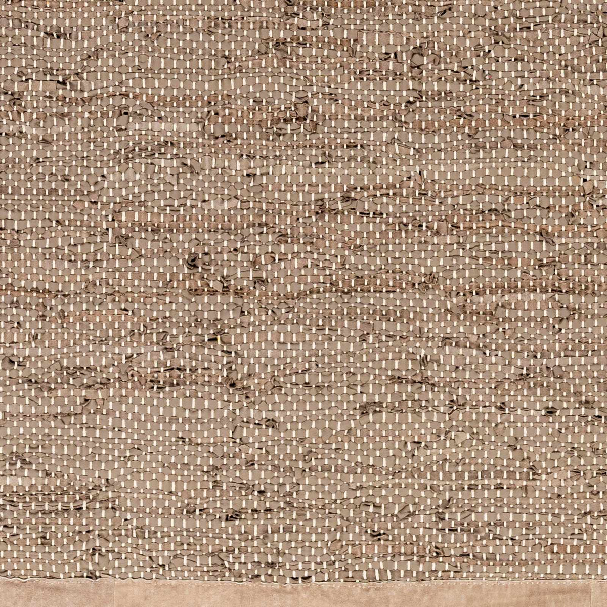 Aneko Khaki Handwoven Leather Rag Carpet - Clearance - Ornate Home