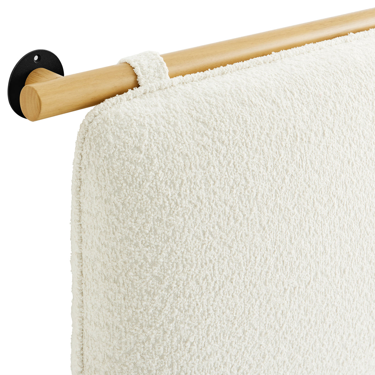 Anela Cream/Natural Wall-Mounted Chenille Upholstered Queen Headboard - Ornate Home