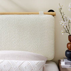 Anela Cream/Natural Wall-Mounted Chenille Upholstered Twin Headboard - Ornate Home