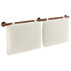 Anela Cream/Walnut Wall-Mounted Chenille Upholstered Full Headboard - Ornate Home