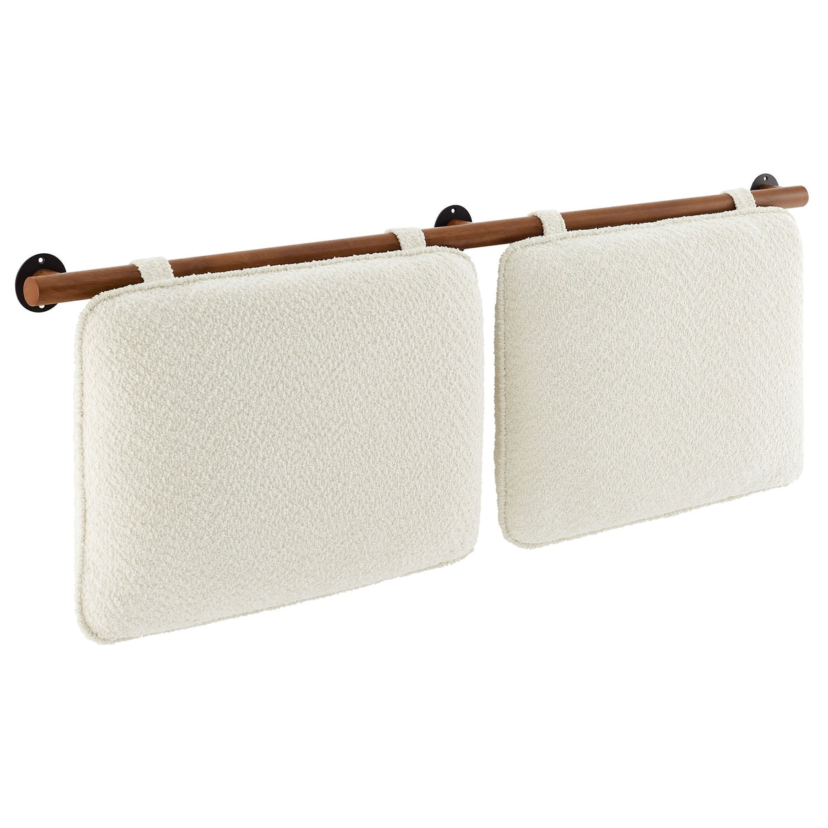 Anela Cream/Walnut Wall-Mounted Chenille Upholstered King Size Headboard - Ornate Home