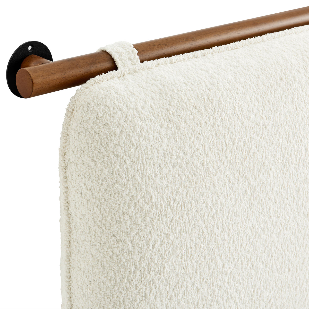 Anela Cream/Walnut Wall-Mounted Chenille Upholstered King Size Headboard - Ornate Home