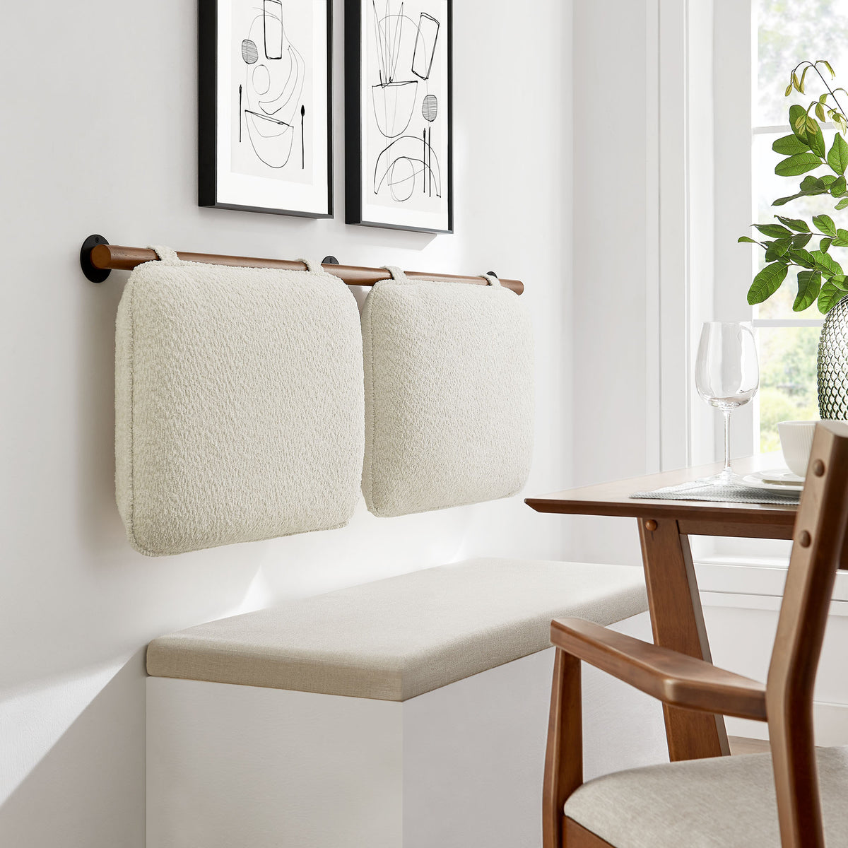 Anela Cream/Walnut Wall-Mounted Chenille Upholstered King Size Headboard - Ornate Home