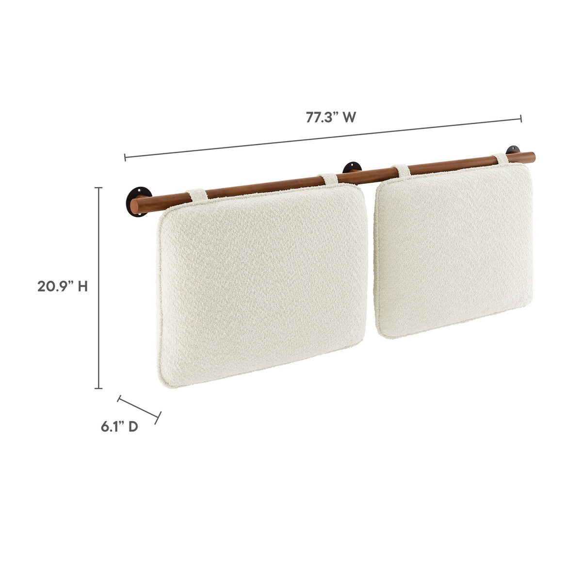 Anela Cream/Walnut Wall-Mounted Chenille Upholstered King Size Headboard - Ornate Home