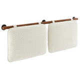 Anela Cream/Walnut Wall-Mounted Chenille Upholstered Queen Headboard - Ornate Home