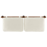 Anela Cream/Walnut Wall-Mounted Chenille Upholstered Queen Headboard - Ornate Home