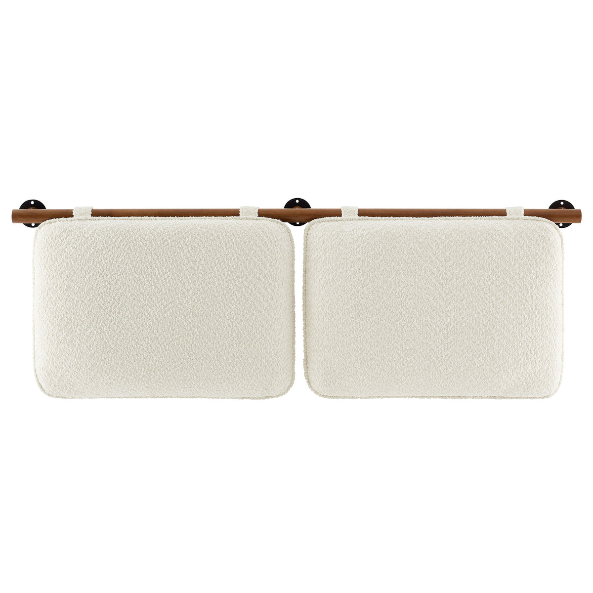 Anela Cream/Walnut Wall-Mounted Chenille Upholstered Queen Headboard - Ornate Home