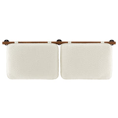Anela Cream/Walnut Wall-Mounted Chenille Upholstered Queen Headboard - Ornate Home