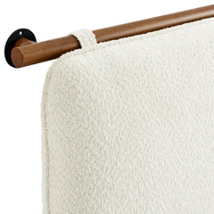 Anela Cream/Walnut Wall-Mounted Chenille Upholstered Queen Headboard - Ornate Home
