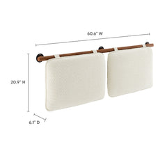 Anela Cream/Walnut Wall-Mounted Chenille Upholstered Queen Headboard - Ornate Home