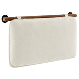 Anela Cream/Walnut Wall-Mounted Chenille Upholstered Twin Headboard - Ornate Home