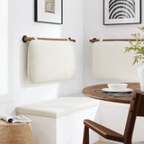 Anela Cream/Walnut Wall-Mounted Chenille Upholstered Twin Headboard - Ornate Home