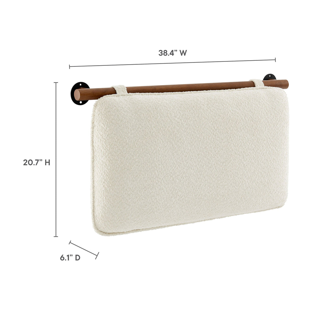 Anela Cream/Walnut Wall-Mounted Chenille Upholstered Twin Headboard - Ornate Home