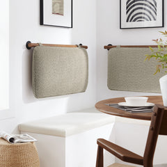 Anela Oat/Walnut Wall-Mounted Chenille Upholstered Twin Headboard - Ornate Home