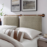 Anela Oatmeal/Walnut Wall-Mounted Chenille Upholstered Full Headboard - Ornate Home