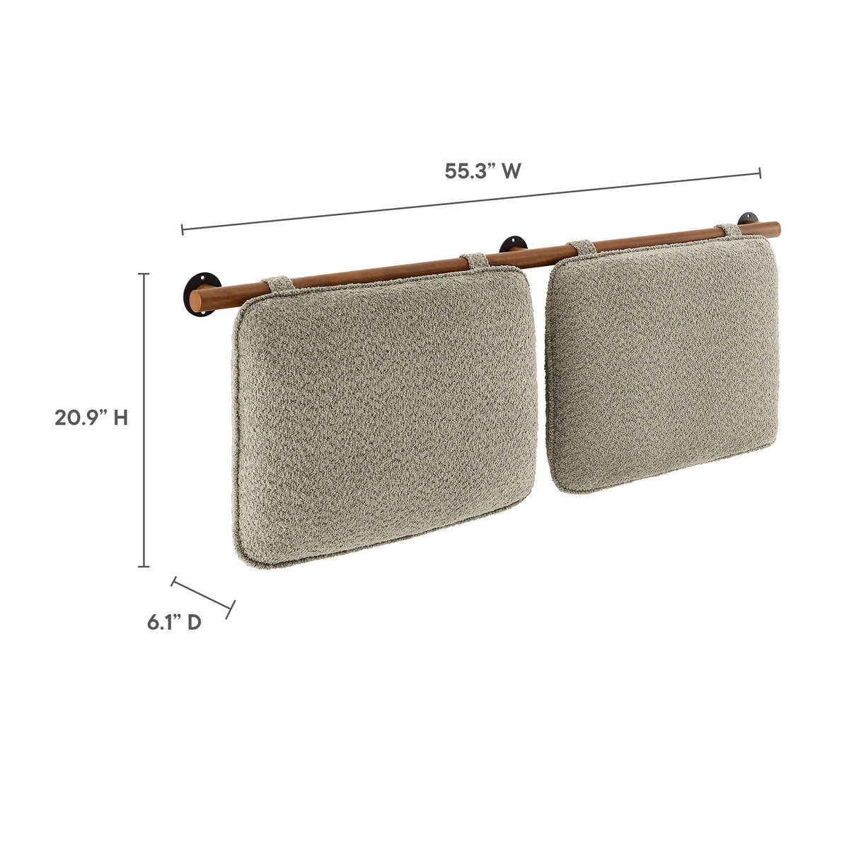 Anela Oatmeal/Walnut Wall-Mounted Chenille Upholstered Full Headboard - Ornate Home