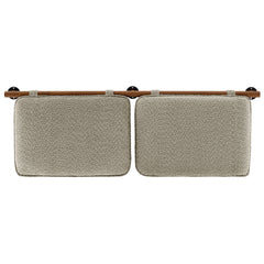 Anela Oatmeal/Walnut Wall-Mounted Chenille Upholstered Queen Headboard - Ornate Home