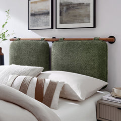 Anela Sage/Walnut Wall-Mounted Chenille Upholstered Full Headboard - Ornate Home