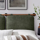 Anela Sage/Walnut Wall-Mounted Chenille Upholstered Full Headboard - Ornate Home