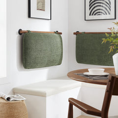 Anela Sage/Walnut Wall-Mounted Chenille Upholstered Twin Headboard - Ornate Home
