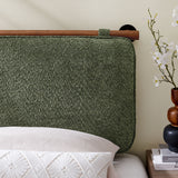 Anela Sage/Walnut Wall-Mounted Chenille Upholstered Twin Headboard - Ornate Home