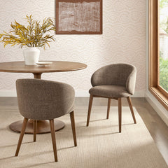 Anelle Mocha Upholstered Fabric Dining Chairs (Set of 2) - Ornate Home