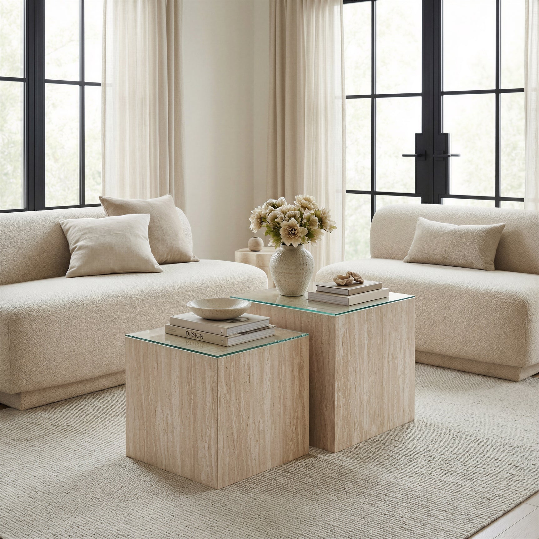 Anese Multigrain Beige Loveseat - Ornate Home