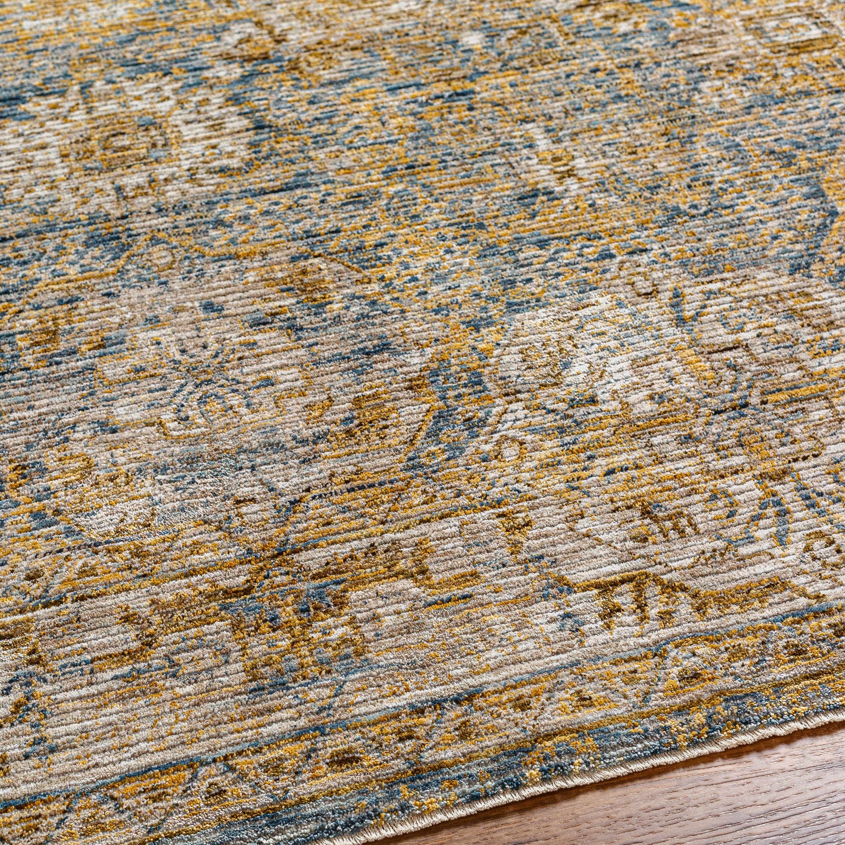 Ange Cream & Blue Rich Textured Rug - Ornate Home