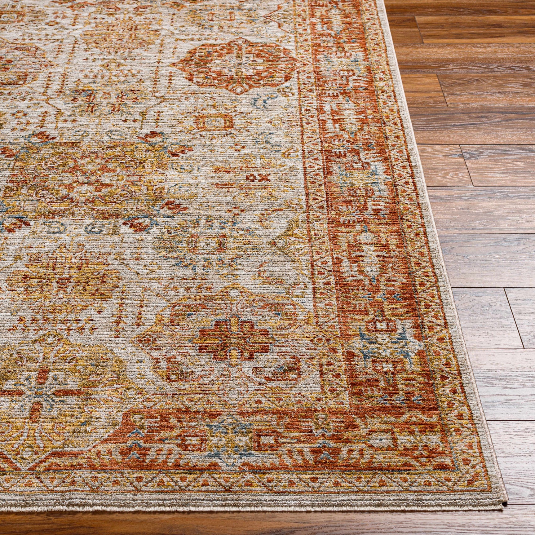 Ange Rust Rich Textured Traditional Rug - Ornate Home