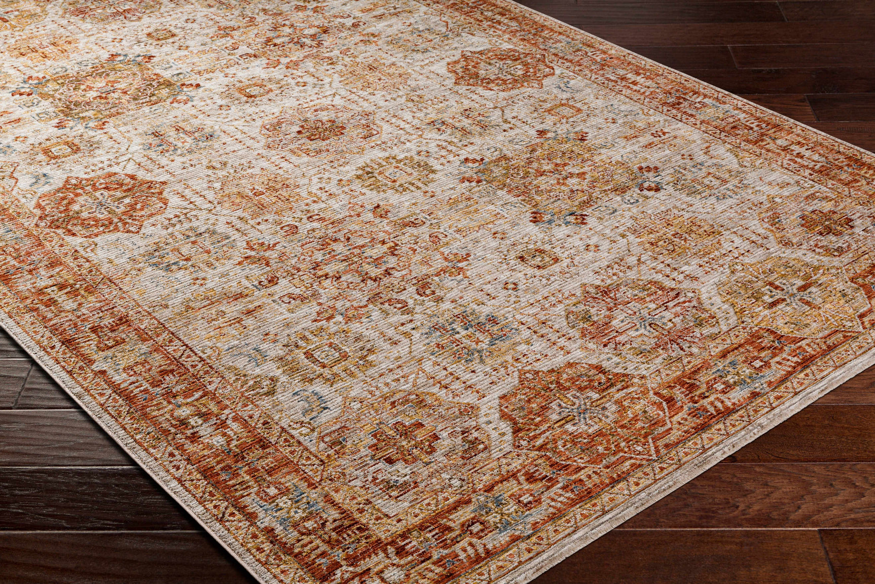 Ange Rust Rich Textured Traditional Rug - Ornate Home