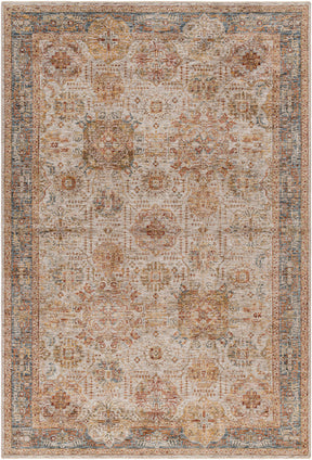Ange Tan & Blue Rich Textured Traditional Rug - Ornate Home