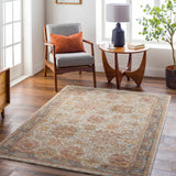 Ange Tan & Blue Rich Textured Traditional Rug - Ornate Home