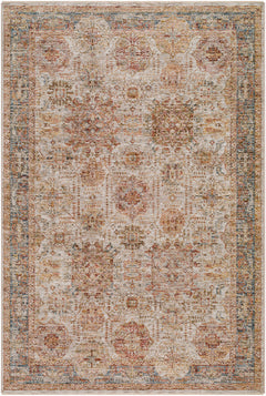 Ange Tan & Blue Rich Textured Traditional Rug - Ornate Home