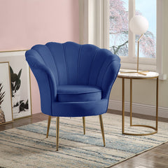 Angelina Blue 34"W Velvet Barrel Accent Chair - Ornate Home