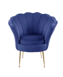 Angelina Blue 34"W Velvet Barrel Accent Chair - Ornate Home