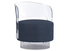 Angelina Clear/Blue Fabric Swivel Chair - Ornate Home