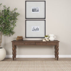 Angeline Dark Brown Spool Turned Console Table - Ornate Home