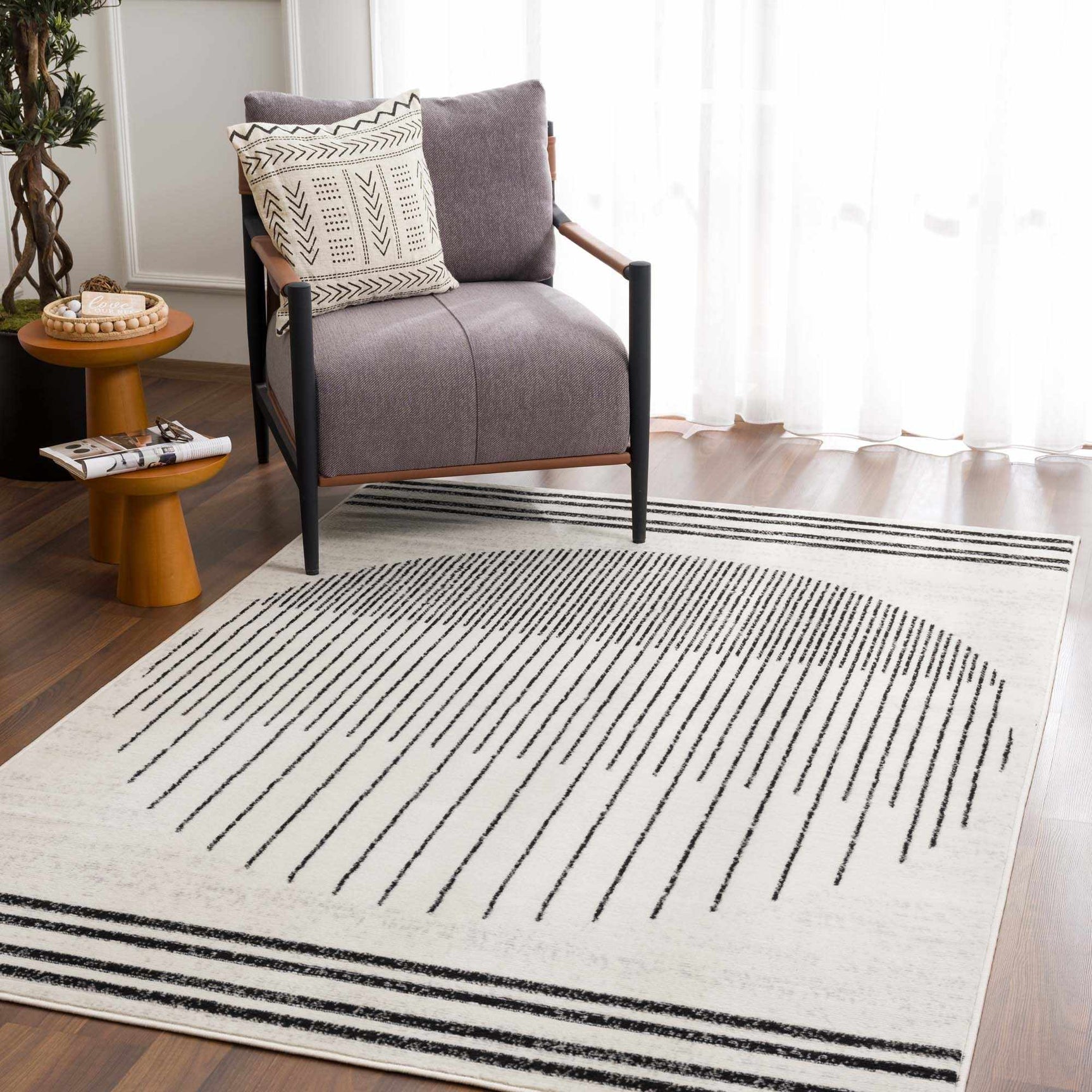 Angus Black&White Geometric Area Rug - Ornate Home