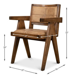 Angus Brown Chair Brown Leather - Ornate Home