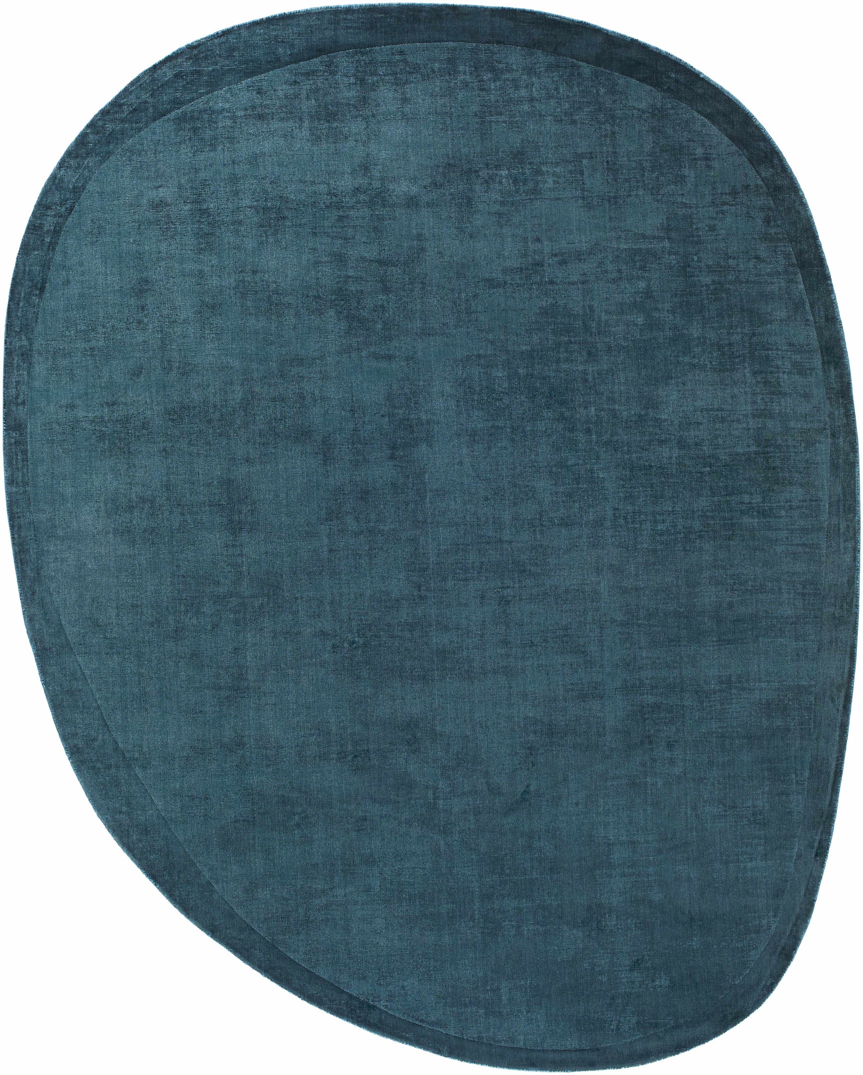 Anjang Modern Faux Silk Rug in Teal Blue - Ornate Home